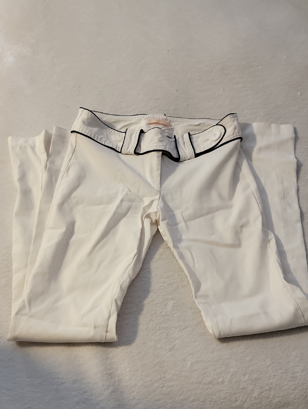 White Pants with Black Piping Waistband